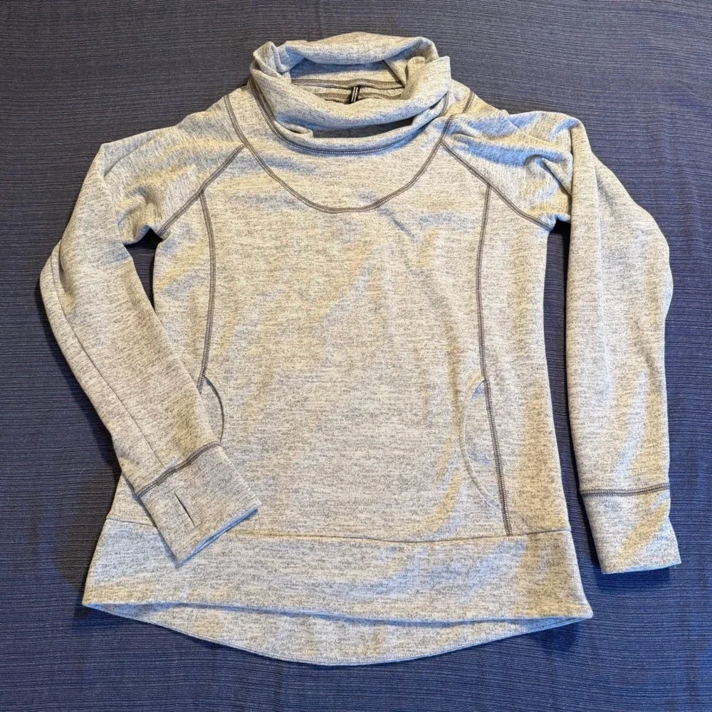 Kuhl Alska Cowl Neck Pullover Sweater Gray Heather Thumbhole Womens M
